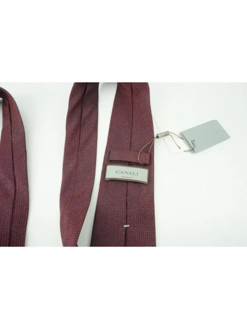 Canali Cherry Red Birdseye Woven 100% Silk Tie Brand New With Tags